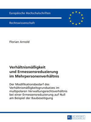 cover image of Verhaeltnismaeßigkeit und Ermessensreduzierung im Mehrpersonenverhaeltnis